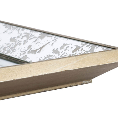 20×12" Antique Silver Floral Wall Mirror | Vintage Rectangular Hanging Mirror with Mirrored Frame & Weathered Wood Backing