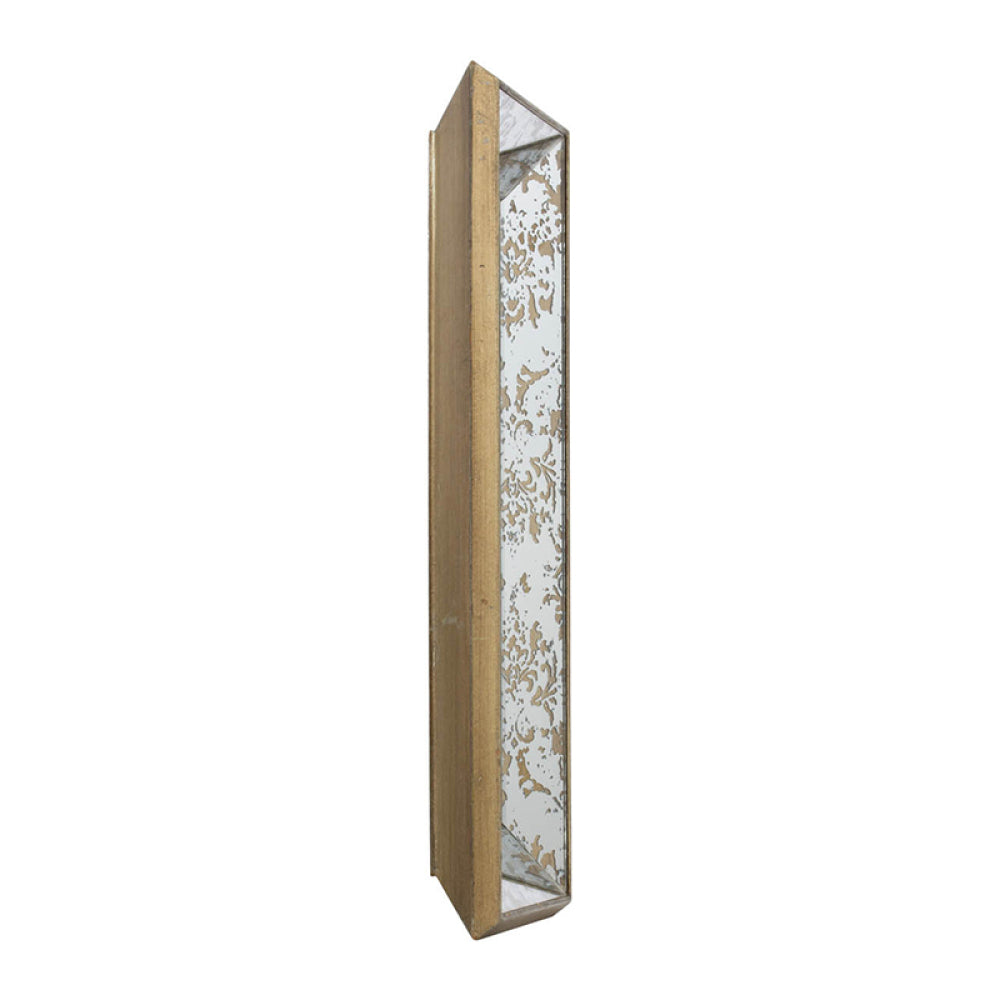 20×12" Antique Silver Floral Wall Mirror | Vintage Rectangular Hanging Mirror with Mirrored Frame & Weathered Wood Backing