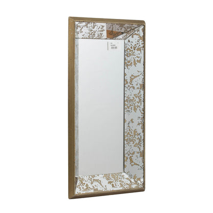 20×12" Antique Silver Floral Wall Mirror | Vintage Rectangular Hanging Mirror with Mirrored Frame & Weathered Wood Backing