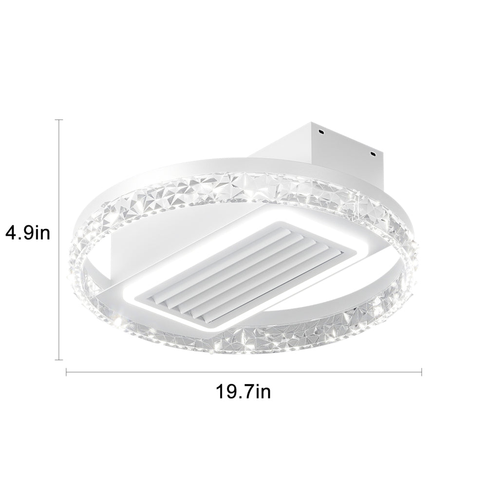 20" Bladeless Flush Mount Ceiling Fan with LED Light & Remote – 6 Speeds, Reversible & Dimmable | Modern Minimalist