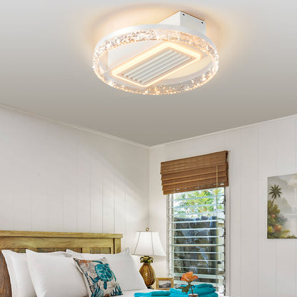 20" Bladeless Flush Mount Ceiling Fan with LED Light & Remote – 6 Speeds, Reversible & Dimmable | Modern Minimalist White