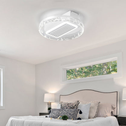 20" Bladeless Flush Mount Ceiling Fan with LED Light & Remote – 6 Speeds, Reversible & Dimmable | Modern Minimalist