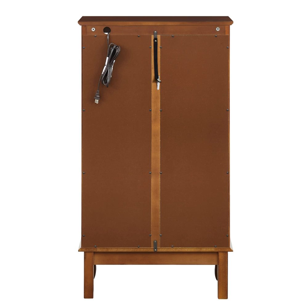 Lighted Curio Display Cabinet with Mirrored Back, Tempered Glass Doors & Adjustable Shelves | 3-Tier Corner Showcase — Oak