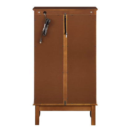 Lighted Curio Display Cabinet with Mirrored Back, Tempered Glass Doors & Adjustable Shelves | 3-Tier Corner Showcase — Oak