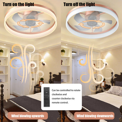Flush Mount Ceiling Fan with Dimmable LED Light – Slim Embedded Design, Remote Control & Ultra-Quiet 21dB Motor
