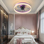 Flush Mount Ceiling Fan with Dimmable LED Light – Slim Embedded Design, Remote Control & Ultra-Quiet 21dB Motor Purple