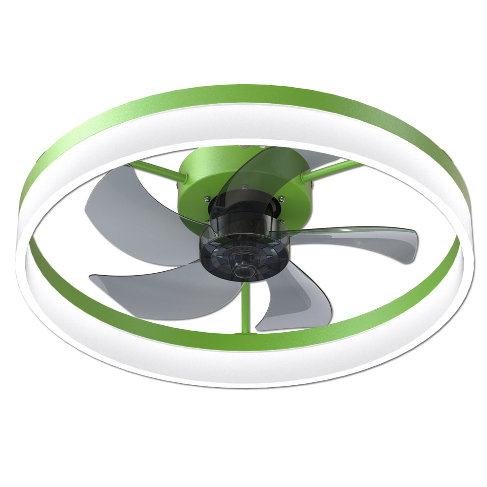 Flush Mount Ceiling Fan with Dimmable LED Light – Slim Embedded Design, Remote Control & Ultra-Quiet 21dB Motor