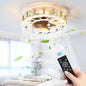 Caged Flush Mount Ceiling Fan with LED Lights & Remote – Farmhouse Matte Black, 6 Speeds & Reversible DC Motor White