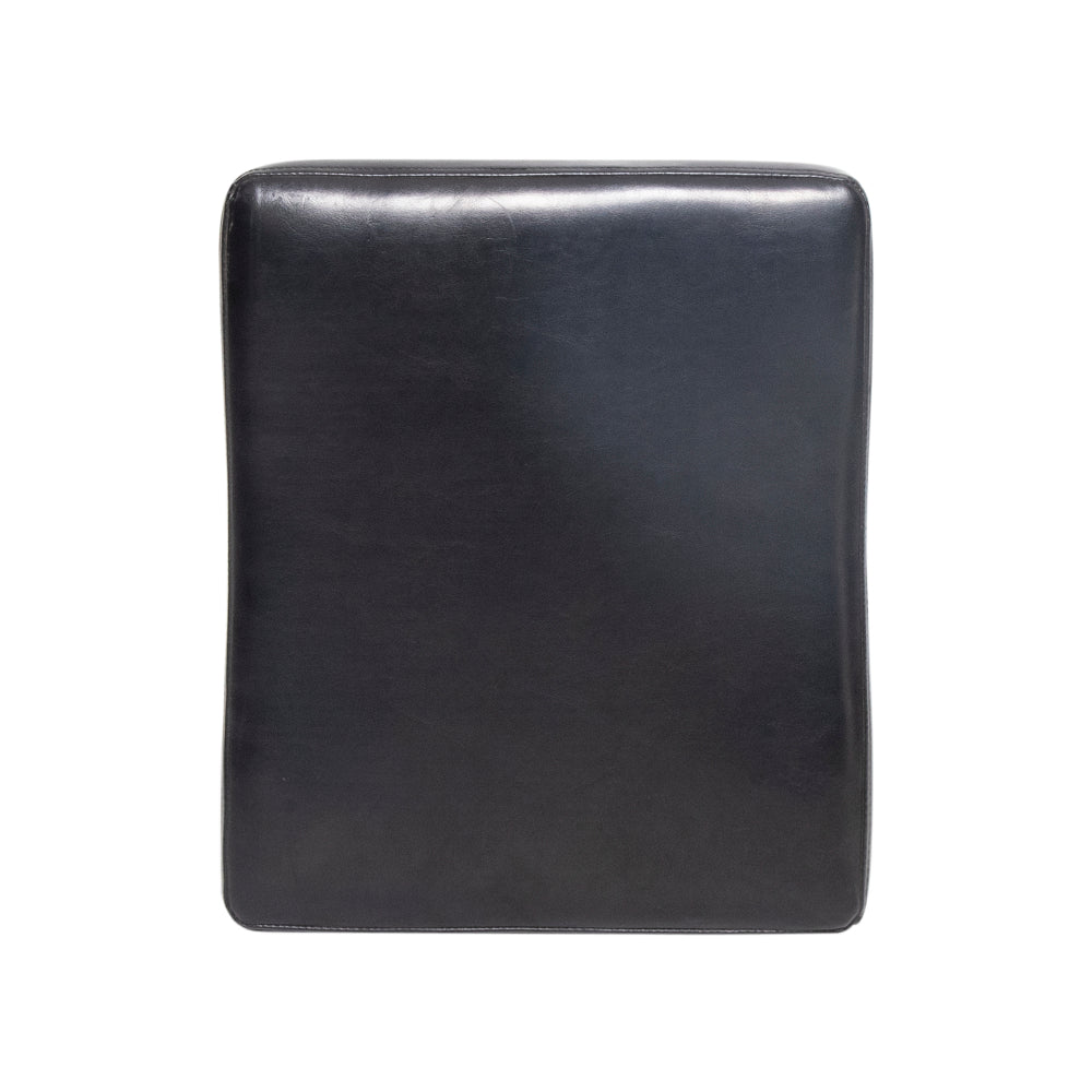 26" Backless Leather Counter Stools | Set of 2 Padded Saddle Seats with Chrome Nailhead Trim