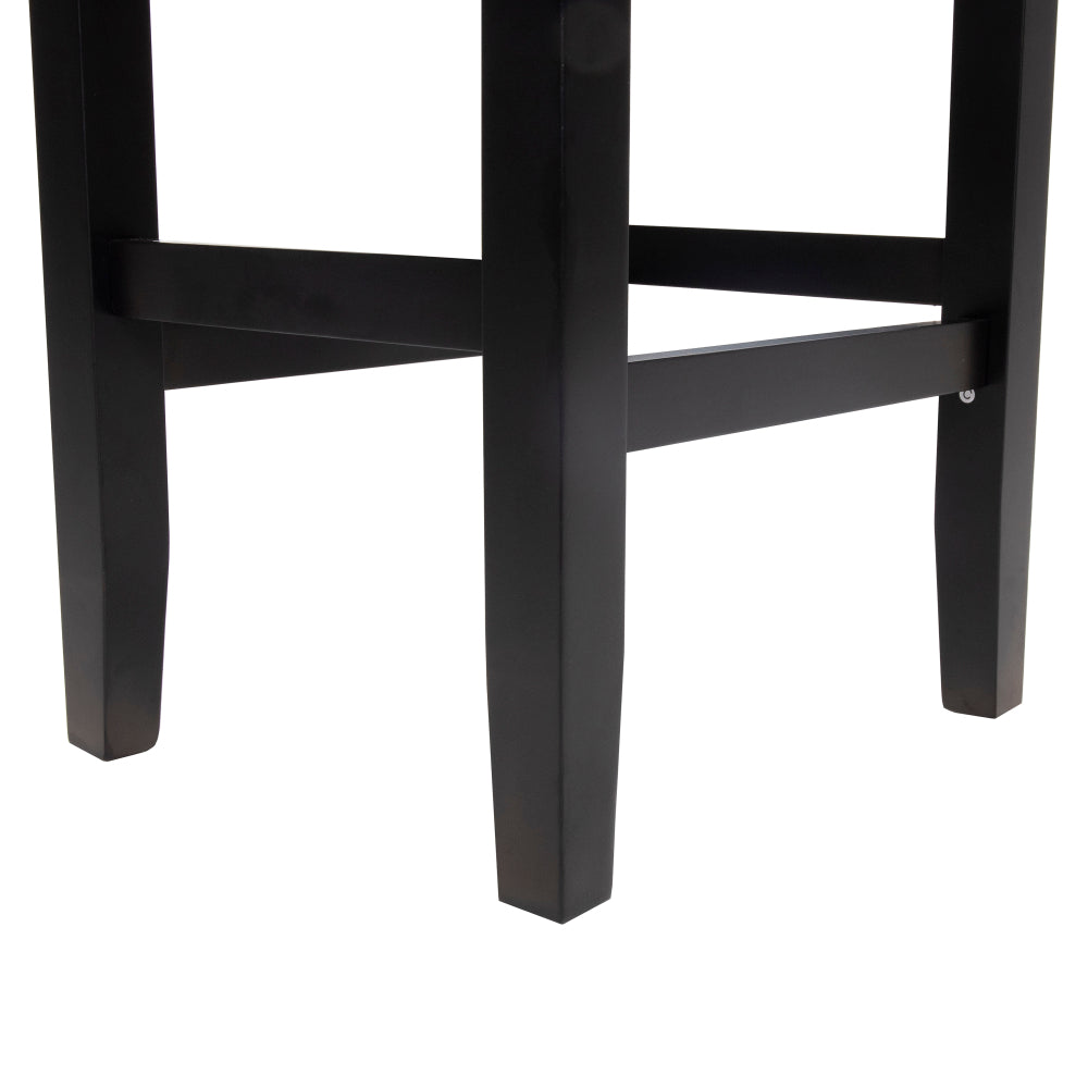 26" Backless Leather Counter Stools | Set of 2 Padded Saddle Seats with Chrome Nailhead Trim