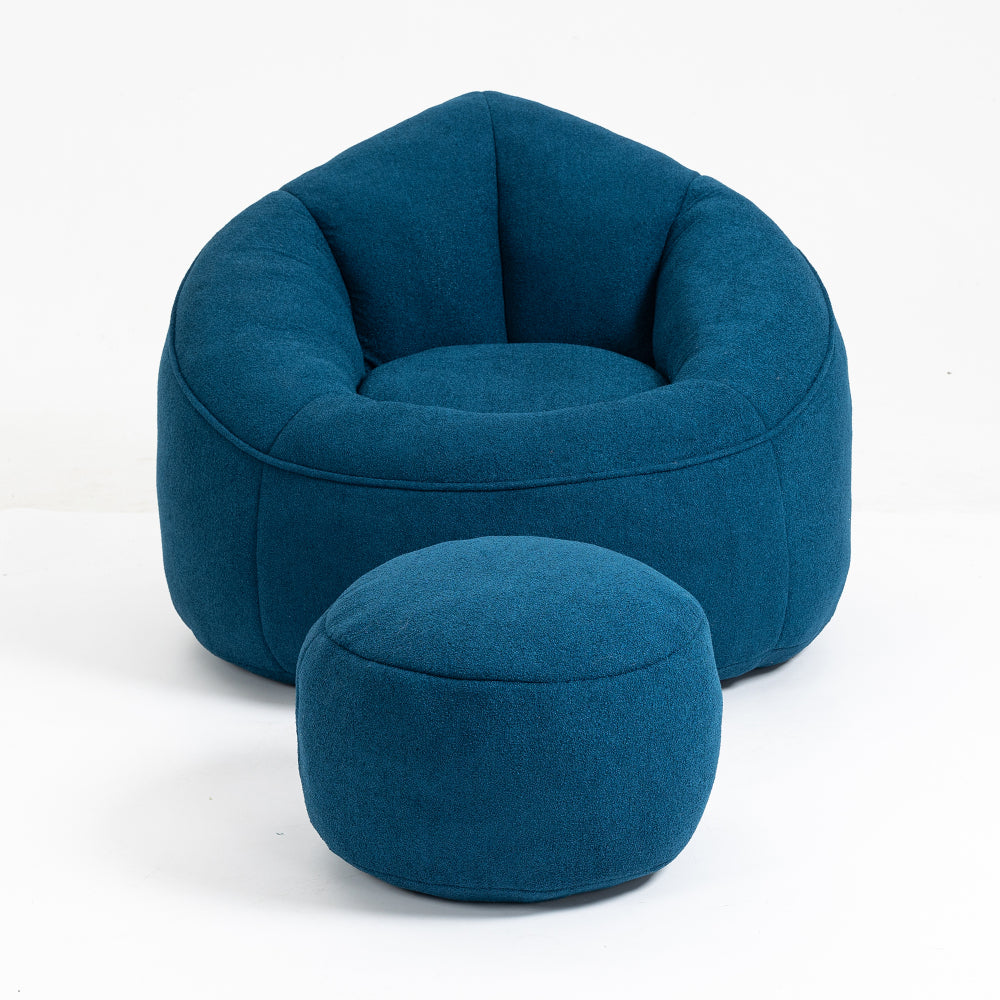 Bean Bag Sofa Chair with Footrest | High-Density Foam Fill & Super Fibre Fabric — Adult Lounger for Living Room & Bedroom