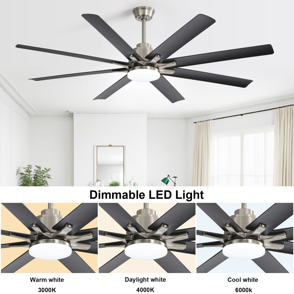 66" Smart Ceiling Fan with LED Light | 8-Blade Dimmable Fan with DC Motor, Remote, App & Voice Control — Alexa & Google Home Compatible