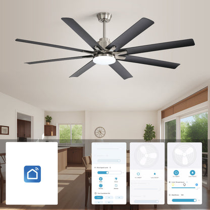 66" Smart Ceiling Fan with LED Light | 8-Blade Dimmable Fan with DC Motor, Remote, App & Voice Control — Alexa & Google Home Compatible