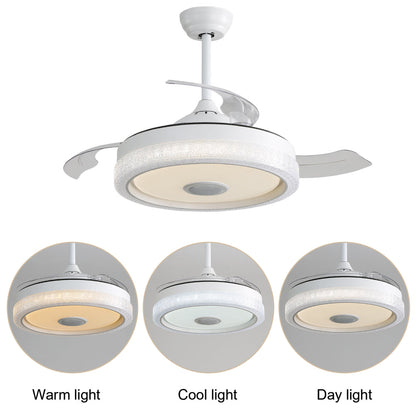 42" Invisible Blade Ceiling Fan – LED 3CCT Dimmable, RGB Light, Bluetooth Speaker & App/Remote Control | DC Motor