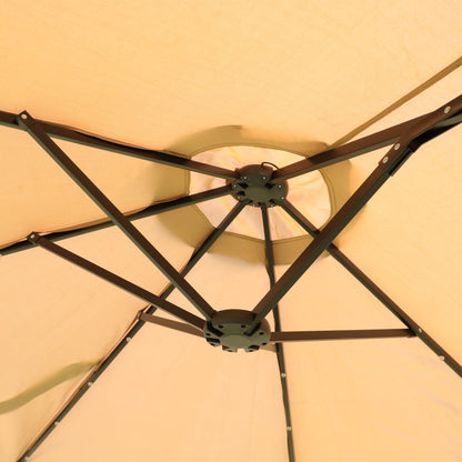 15×9 FT Double-Sided Patio Umbrella with LED Light & Base | Large Rectangular Market Umbrella with Crank & Wind Vents — Taupe