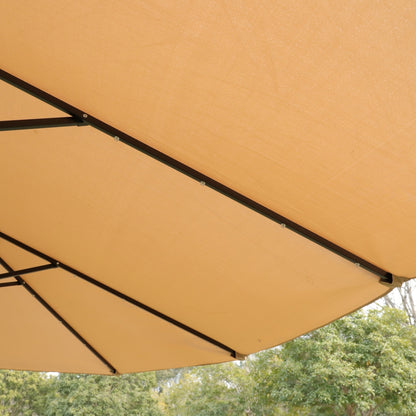 15×9 FT Double-Sided Patio Umbrella with LED Light & Base | Large Rectangular Market Umbrella with Crank & Wind Vents — Taupe
