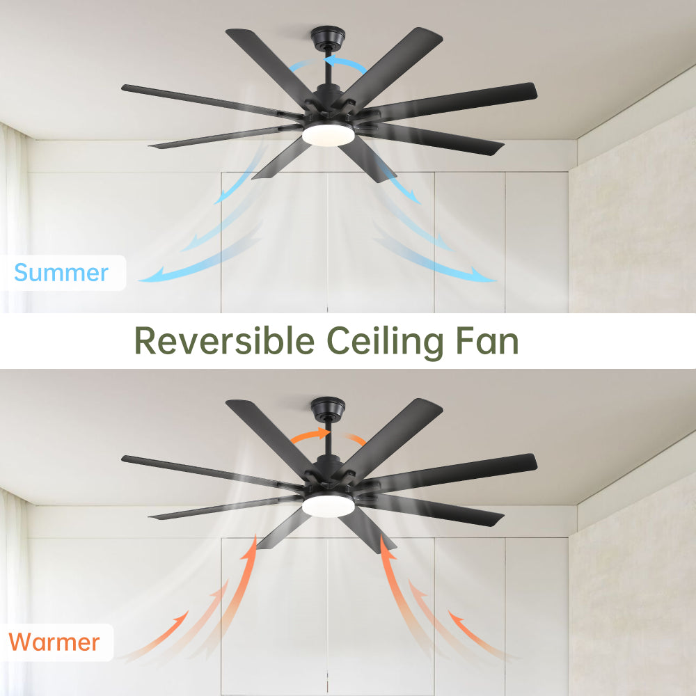 66" Smart Ceiling Fan with LED Light | 8-Blade Dimmable Fan with DC Motor, Remote, App & Voice Control — Alexa & Google Home Compatible