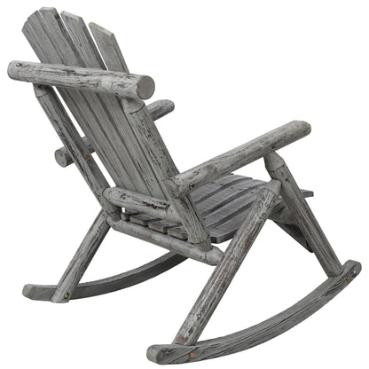Fir Wood Porch Rocking Chair | Ergonomic High-Back Outdoor Rocker with 330 lb Capacity — Light Gray