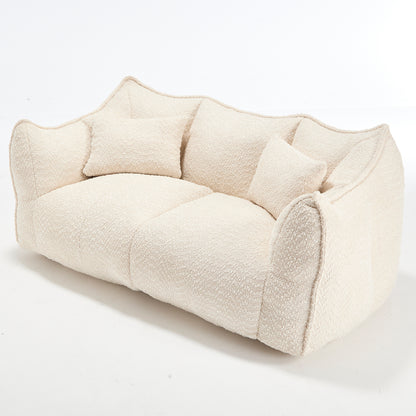 Oversized 2-Person Bean Bag Chair | Chenille Square Lounger with High-Resilience Foam, Armrests & Handle For Gaming, Reading & TV