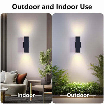 Modern Square Outdoor Wall Light | Up & Down Cylinder Aluminum Sconce — 3 Sizes, Waterproof Exterior Light for Porch, Patio & Garage (2-Pack)