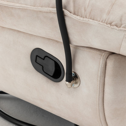 Ivory Gold-Stamped Velvet Recliner – Swivel Glider, 150° Recline & Detachable Phone Holder