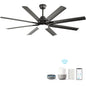 66" Smart Ceiling Fan with LED Light | 8-Blade Dimmable Fan with DC Motor, Remote, App & Voice Control — Alexa & Google Home Compatible Black