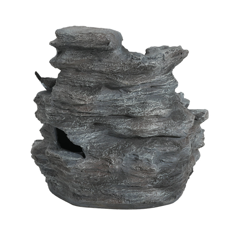 4-Tier Concrete Rock Waterfall Fountain with LED Lights | 20.8" Outdoor Garden Fountain with Adjustable Flow