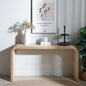 Waterfall Console Table with Wood Bead Trim 59" Curved Entryway Sofa Table Natural Wood Finish Wood Grain