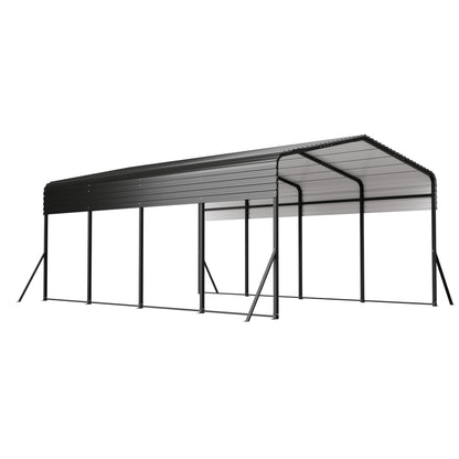 13×20 FT Metal Carport | Heavy-Duty Galvanized Steel Hardtop with Triangle Reinforced Frame & 4 Poles — All-Weather Vehicle & Outdoor Storage Shelter