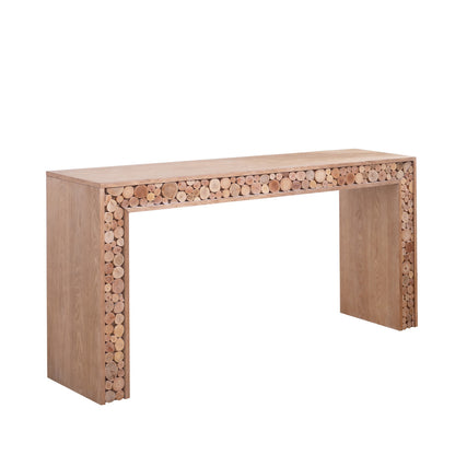 Rustic Console Table with Natural Log Accents | 62" Narrow Entryway & Sofa Table Modern Farmhouse Style