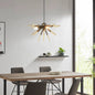 3-Light Spiked Geometric Chandelier | Matte Black & Gold Modern Ceiling Light — Semi-Flush or Hanging, Adjustable Height to 53"