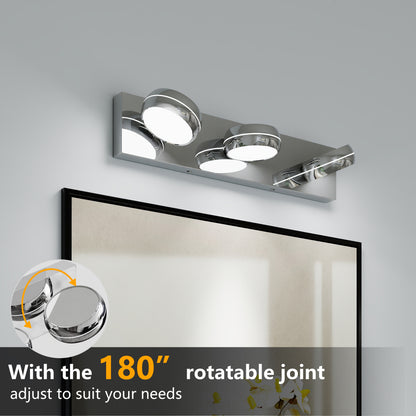 Modern Chrome LED Vanity Light Bar | 3/4/5/6-Light Bathroom Fixture over Mirror for Makeup & Daily Use