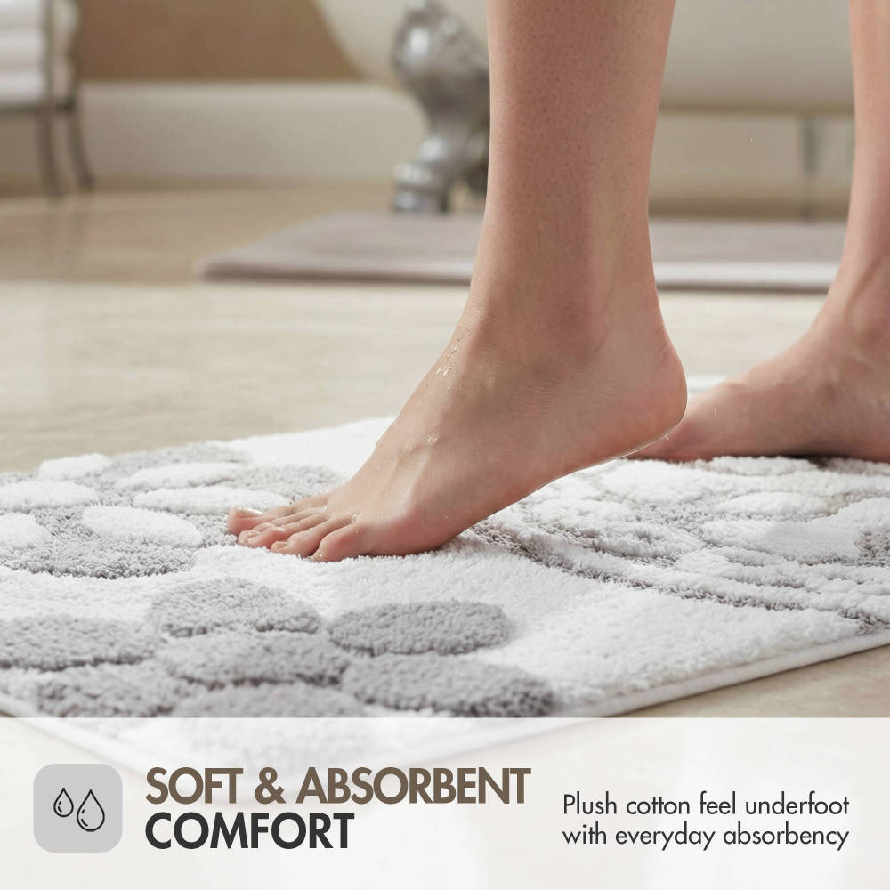 Round Medallion Tufted Cotton Bath Rug – 25", Plush, Super Absorbent, Machine Washable