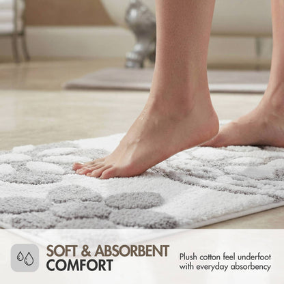 Round Medallion Tufted Cotton Bath Rug – 25", Plush, Super Absorbent, Machine Washable