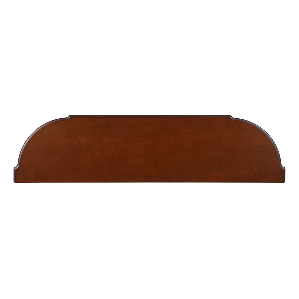 Retro Half-Moon Console Table with 2 Drawers & Open Shelf | 52" Curved Solid Wood Sofa Table — Navy Blue & Brown