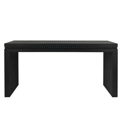 64" Black Console Table with Beaded Trim | Modern Entryway & Sofa Table Engineered Wood, Elegant Black Finish