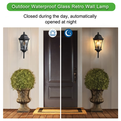 Vintage Black Metal Outdoor Wall Lantern | E26 Sconce Light for Porch, Patio & Garden