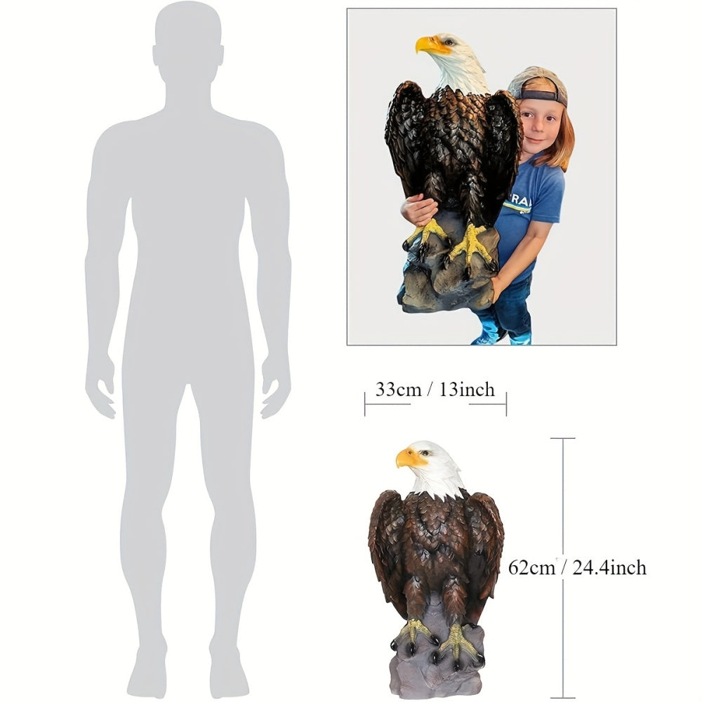 Large Bald Eagle Garden Statue | 24.4" Hand-Painted American Eagle Sculpture — Patriotic Indoor & Outdoor Decor
