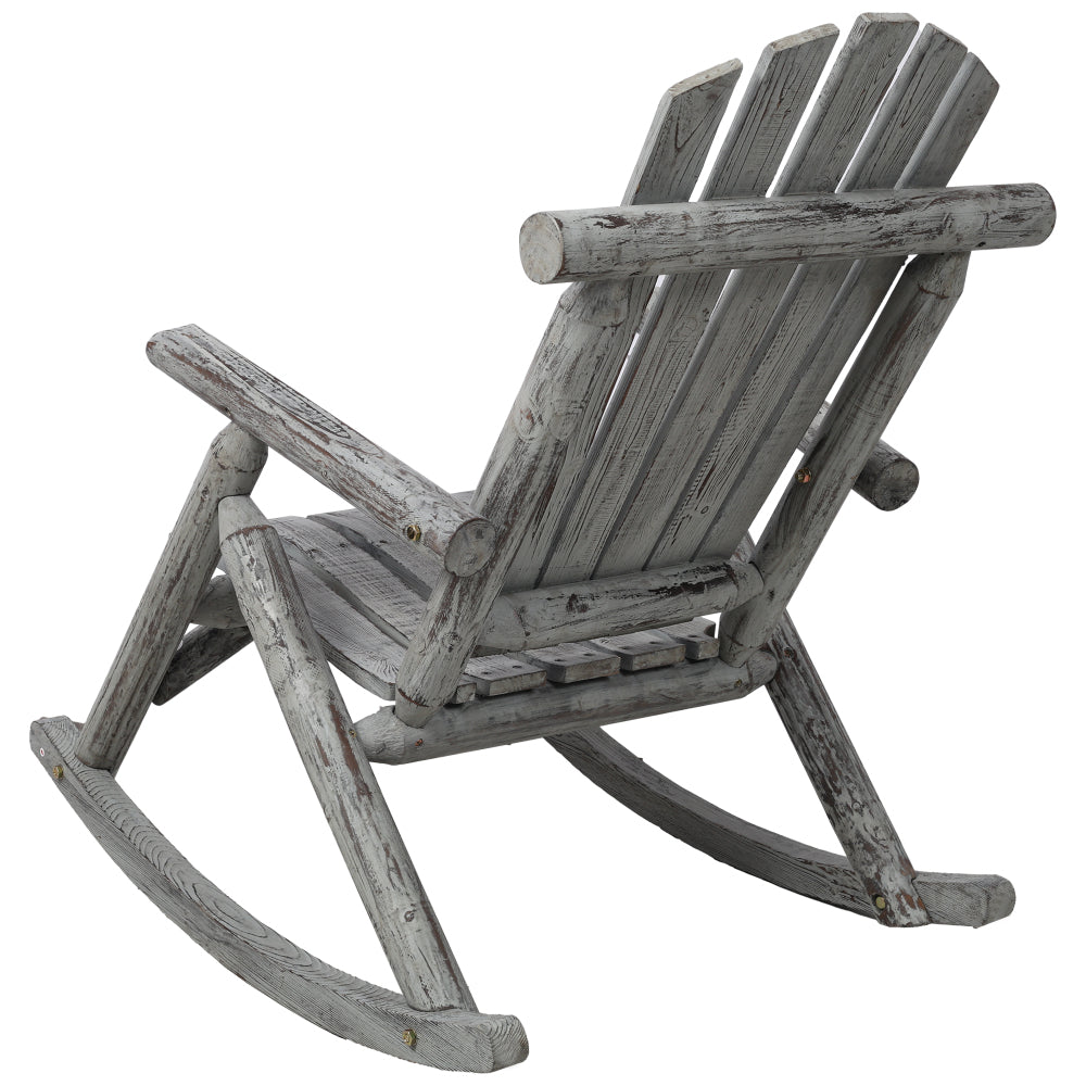Fir Wood Porch Rocking Chair | Ergonomic High-Back Outdoor Rocker with 330 lb Capacity — Light Gray