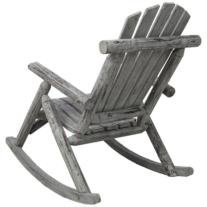 Fir Wood Porch Rocking Chair | Ergonomic High-Back Outdoor Rocker with 330 lb Capacity — Light Gray