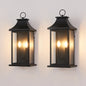 22.2" Dusk-to-Dawn Outdoor Wall Lantern | 2-Light Large Black Exterior Sconce with Glass — Waterproof Porch, Garage & House Light 1-2 Pack