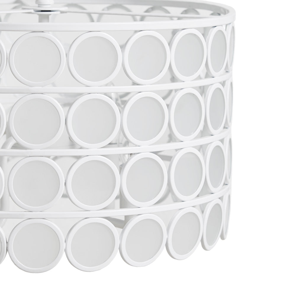 4-Light Glass Drum Shade Chandelier | Mid-Century Modern White Ceiling Light with Frosted Glass — Vaulted Ceiling Compatible, Dining Room & Kitchen