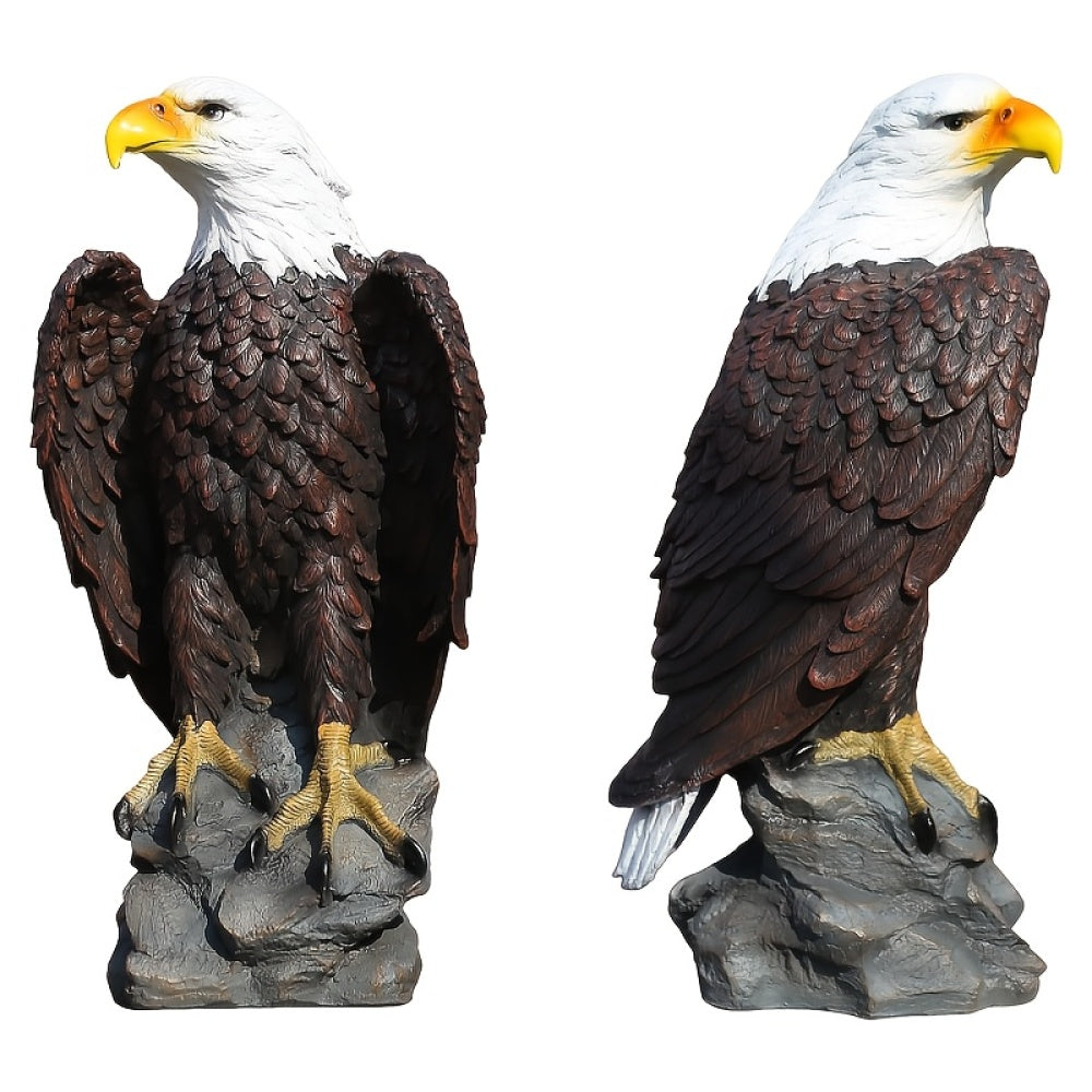 Large Bald Eagle Garden Statue | 24.4" Hand-Painted American Eagle Sculpture — Patriotic Indoor & Outdoor Decor