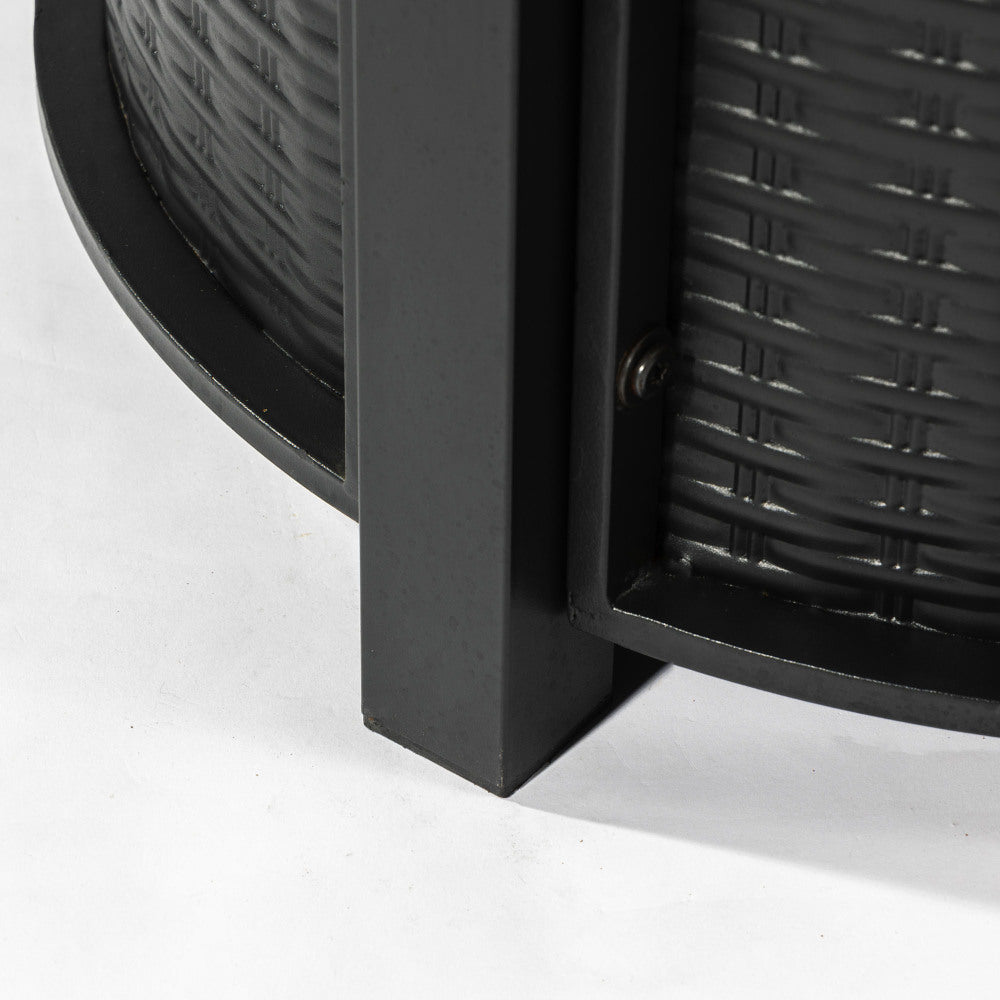 30" Propane Fire Pit Table | 50,000 BTU Round Steel Fire Pit with Wood-Grain Finish & Glass Stones