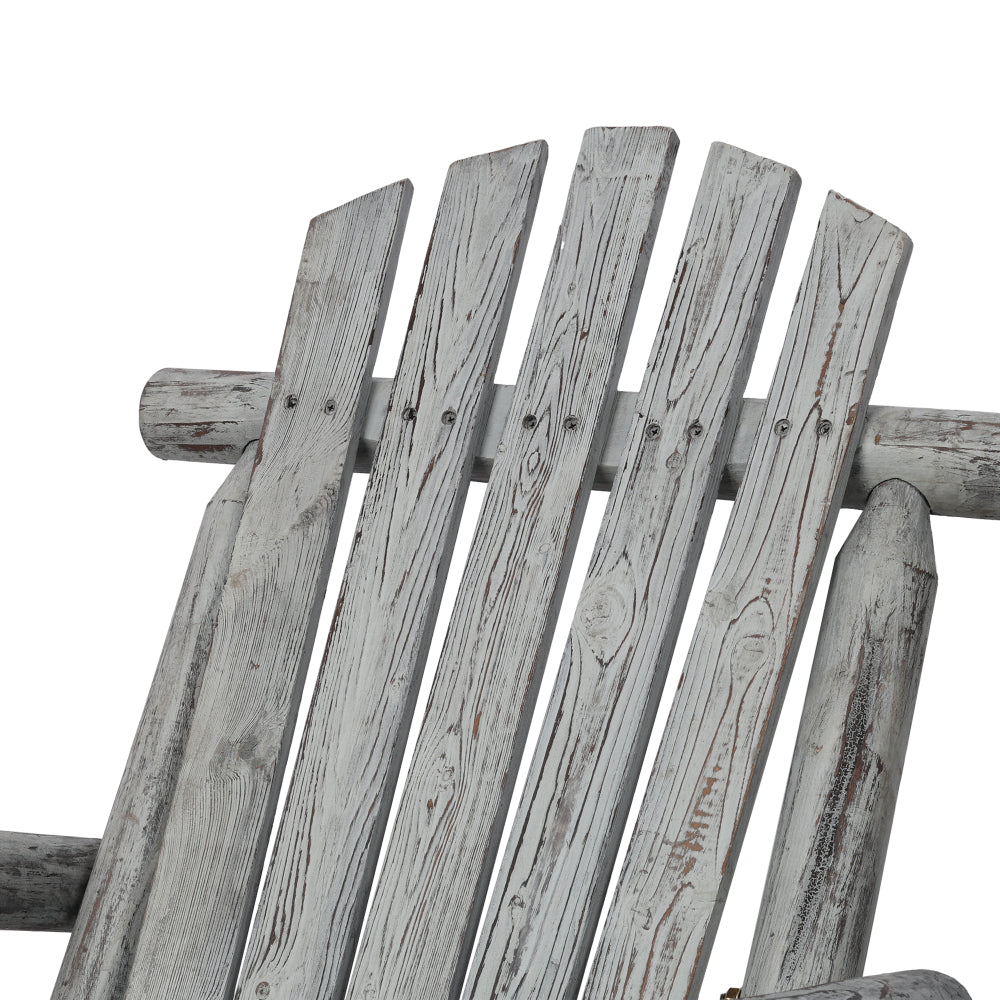 Fir Wood Porch Rocking Chair | Ergonomic High-Back Outdoor Rocker with 330 lb Capacity — Light Gray