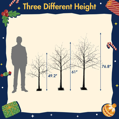 Black Halloween Christmas Tree Set | 3-Pack 4FT + 5FT + 6FT with 216 Purple LED Lights — Adjustable Branches for Spooky Holiday Decor