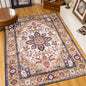 6×9 Vintage Bohemian Persian Area Rug | Washable Non-Slip Floral Design in Blue & Gold — For Living Room, Bedroom & Kitchen Blue