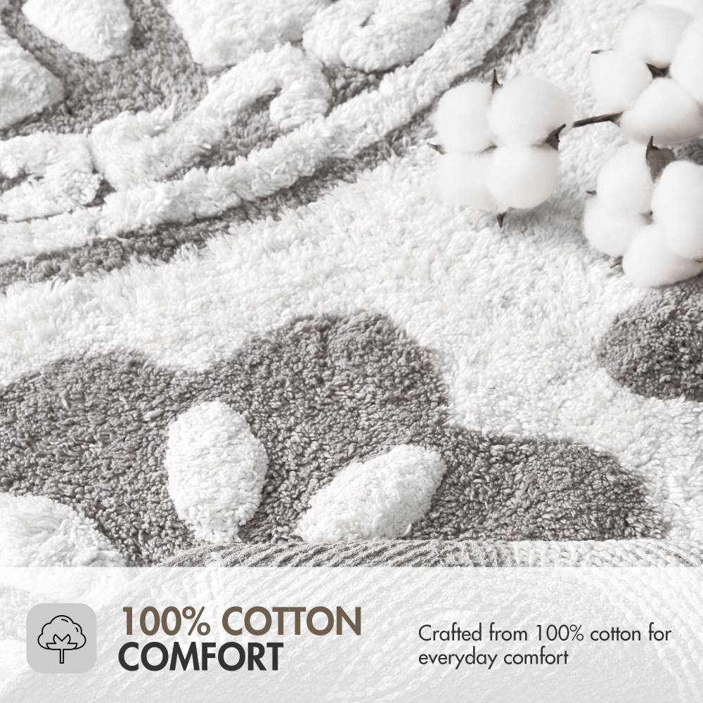 Round Medallion Tufted Cotton Bath Rug – 25", Plush, Super Absorbent, Machine Washable