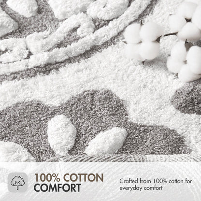 Round Medallion Tufted Cotton Bath Rug – 25", Plush, Super Absorbent, Machine Washable
