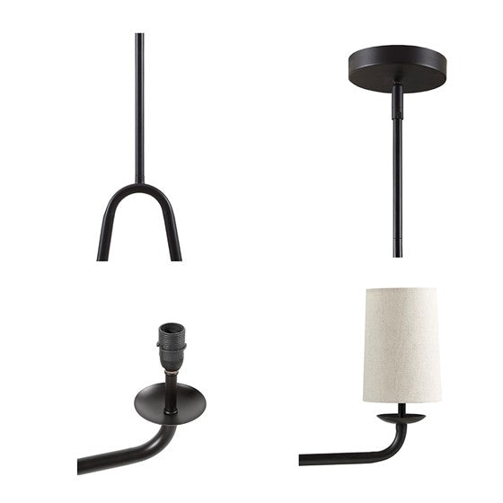 5-Light Modern Farmhouse Linear Chandelier – Drum Shades & Oil Rubbed Bronze | Kitchen Island & Dining Room